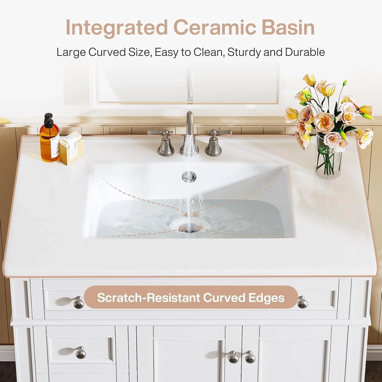 36-Inch Freestanding Bathroom Vanity with Sink, 4 Drawers and 2 Doors - Image 5