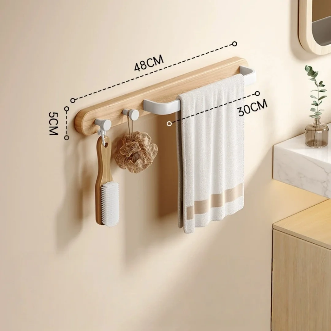 Wall-Mounted Towel Bar with Hooks - Image 3