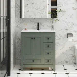 30-Inch Bathroom Vanity with Undermount Sink and Thickened Wood Storage Cabinet