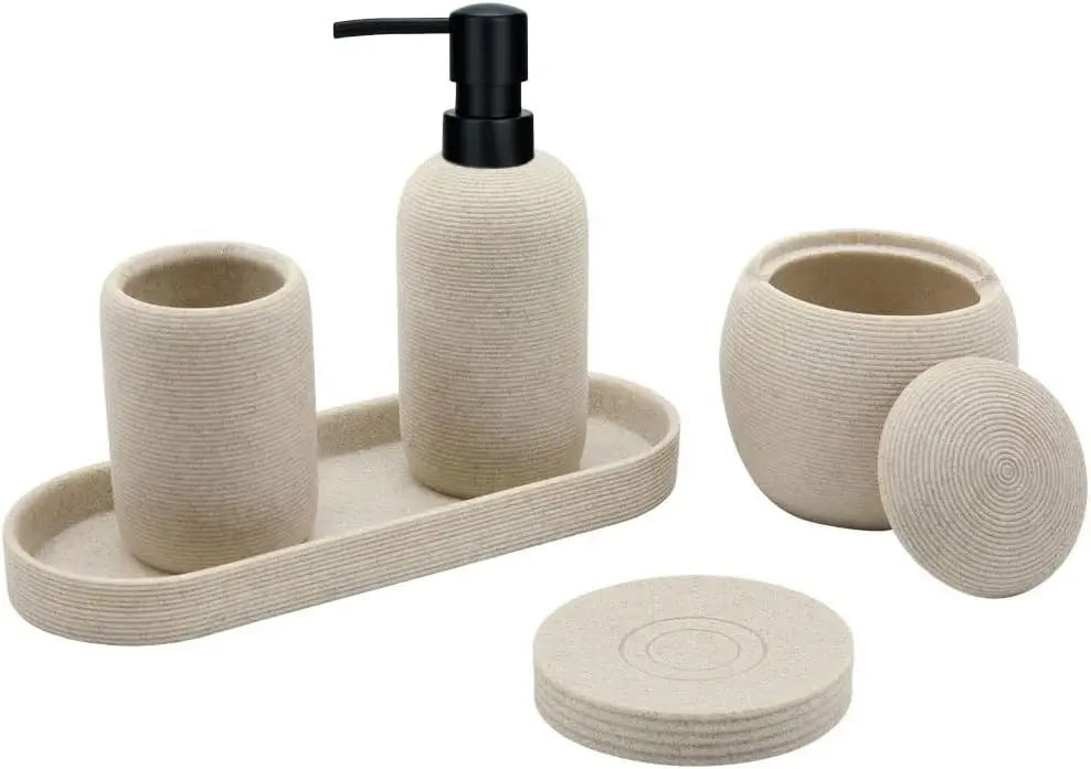 5-Piece Stone-Look Bathroom Essentials Set