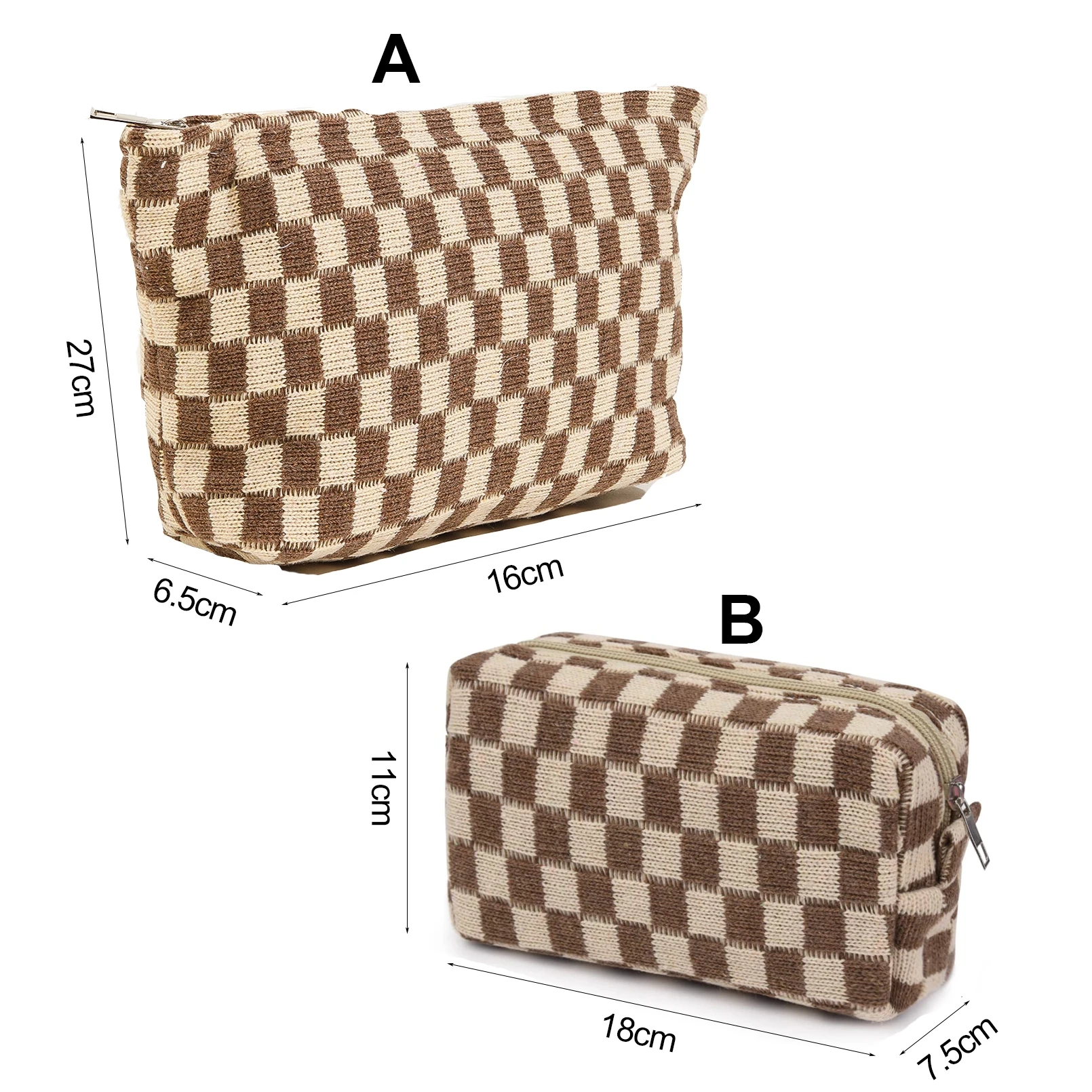Checkerboard Travel Makeup Toiletry Bag - Image 4