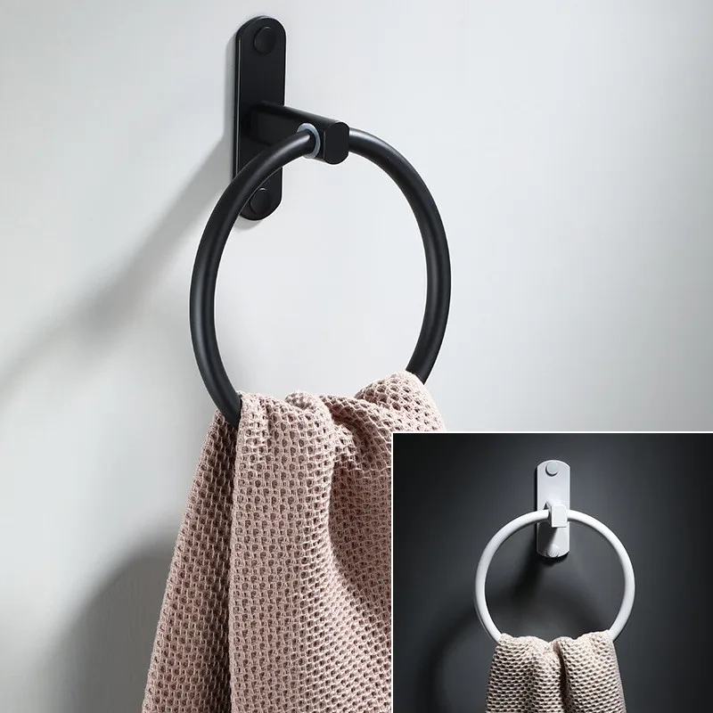 Black Wall-Mounted Towel Bar - Image 3