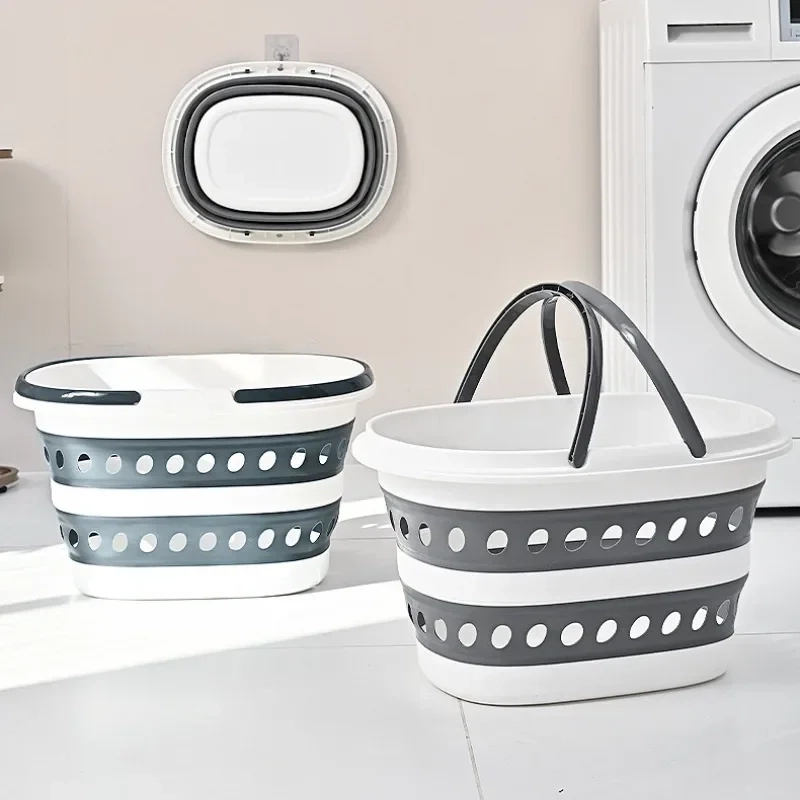 16L Collapsible Plastic Laundry Basket with Handles