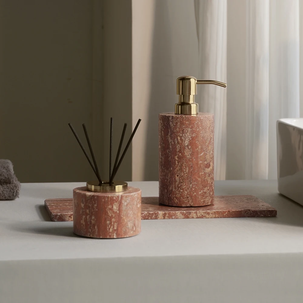 Red Travertine Bathroom Accessory Collection - Image 5