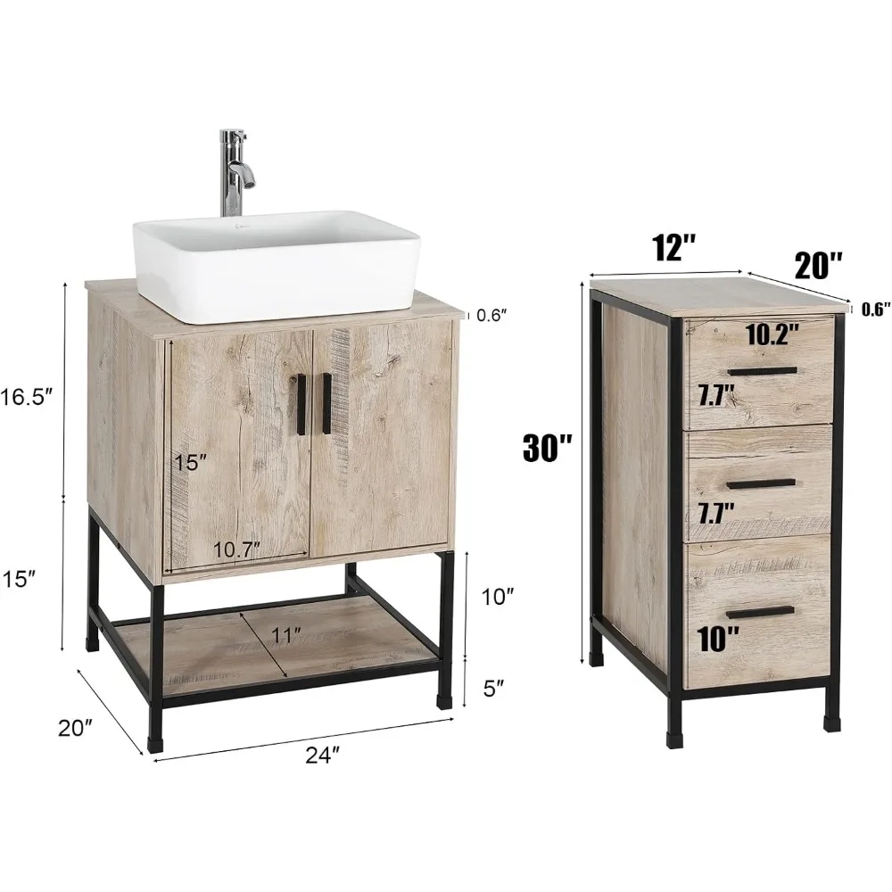 36-Inch Bathroom Vanity Cabinet with Vessel Sink and Side Storage - Image 2
