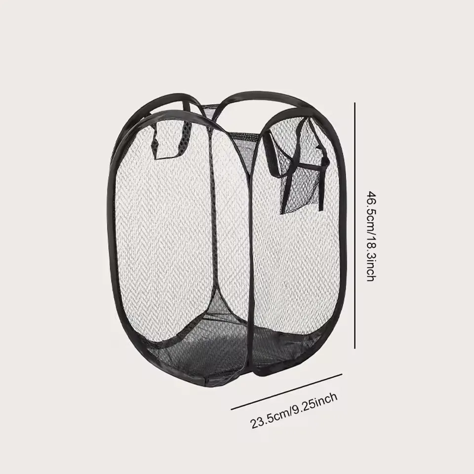 Folding Mesh Laundry Sorting Basket with Frame - Image 6