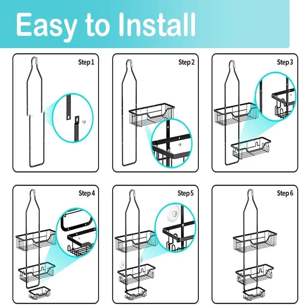 3-Tier Overhead Hanging Shower Caddy Organizer - Image 4