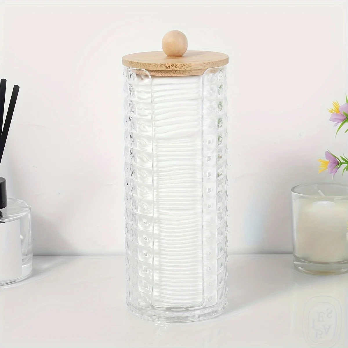 Clear Diamond Pattern Cotton Pad Holder - Image 3