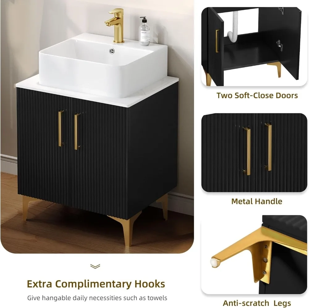 24-Inch Modern Bathroom Vanity with Ceramic Sink and Storage Cabinet - Image 4