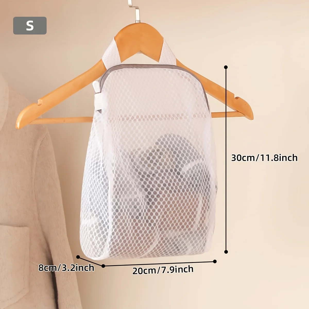 Wall-Mounted Mesh Laundry Storage Bag with Zipper - Image 7