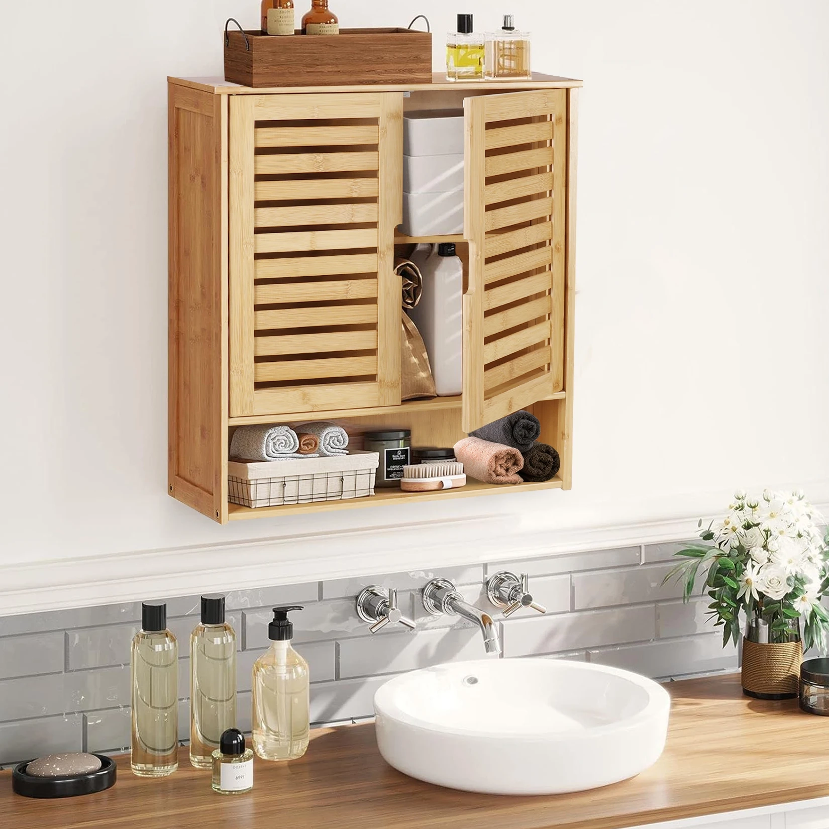 Bamboo Over Toilet Storage Cabinet - Image 7