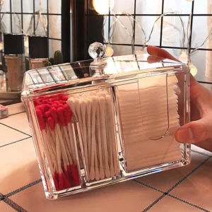 Clear Acrylic Cotton Pad and Swab Storage Box