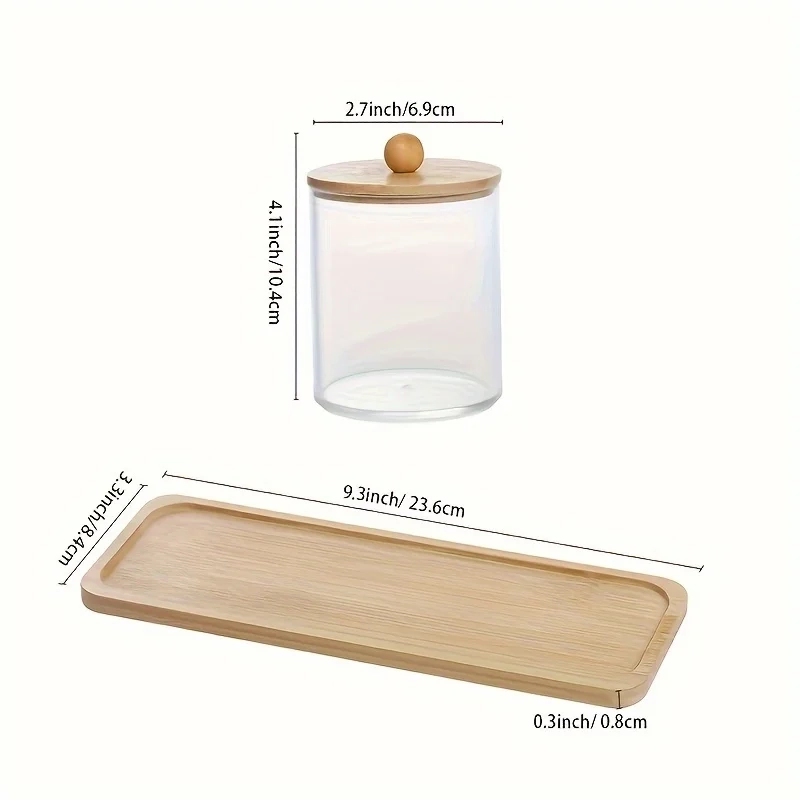 Clear Cotton Swab and Pad Holder Set with Tray - Image 5