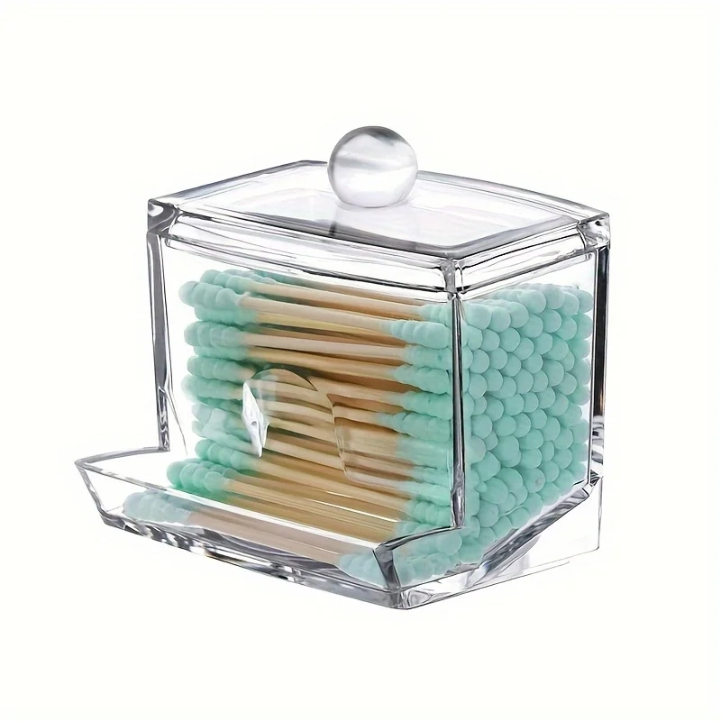 Clear Cotton Swab Holder with Bamboo Lid - Image 6