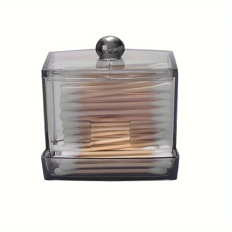 Clear Cotton Swab Holder with Bamboo Lid - Image 7