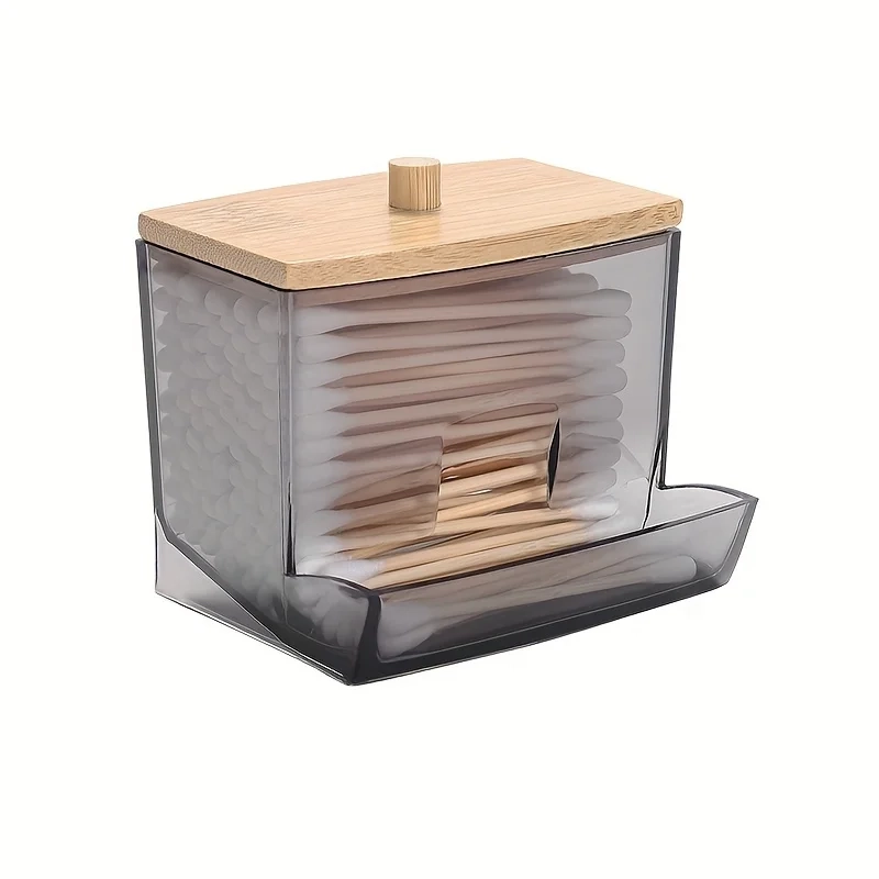 Clear Cotton Swab Holder with Bamboo Lid - Image 8