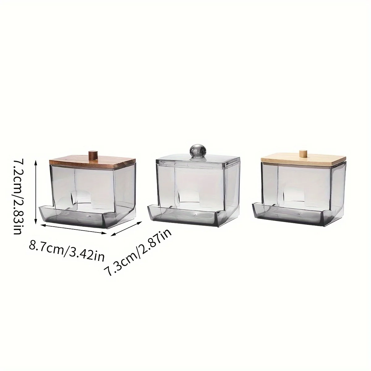Clear Cotton Swab Holder with Bamboo Lid - Image 5