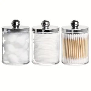 Clear Cotton Swab and Cotton Ball Holder Set