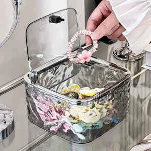Clear Hair Accessories and Cotton Swab Organizer Box