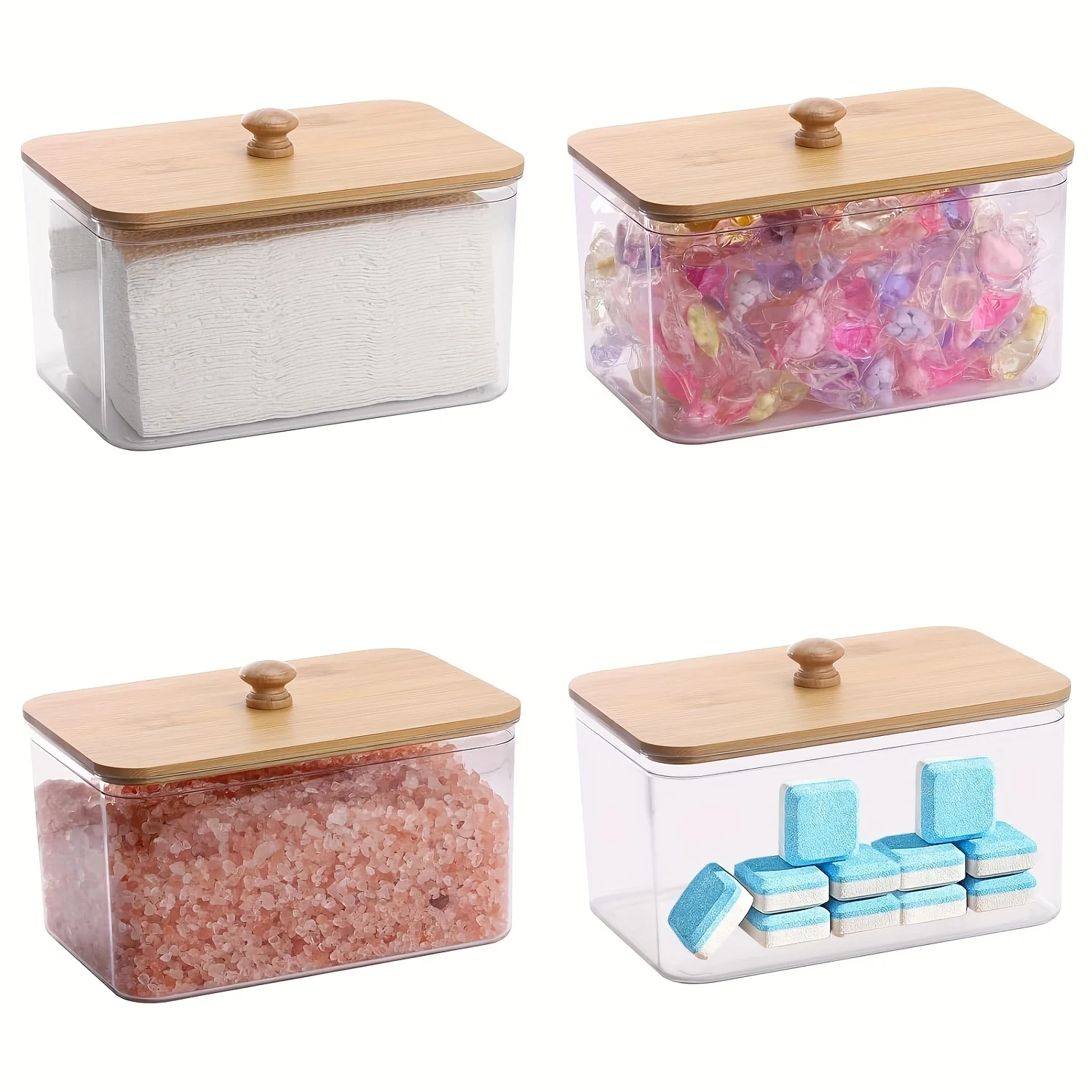 Clear Dryer Sheet Holder with Bamboo Lid