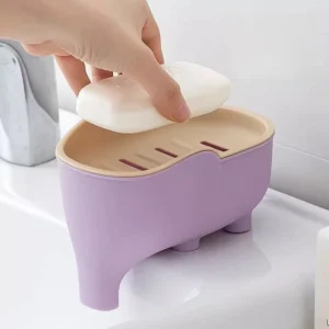 Double-Layer Elephant Soap Holder with Drain Rack