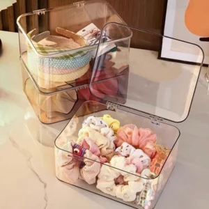 Clear Flip-Top Jewelry and Hair Accessories Organizer Box