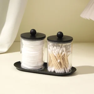Clear Qtip Holder Jar Set with Optional Tray
