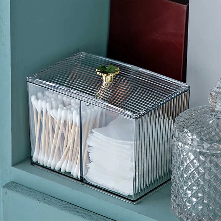 3-Section Clear Cotton Swab and Ball Organizer - Image 3