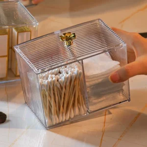 3-Section Clear Cotton Swab and Ball Organizer