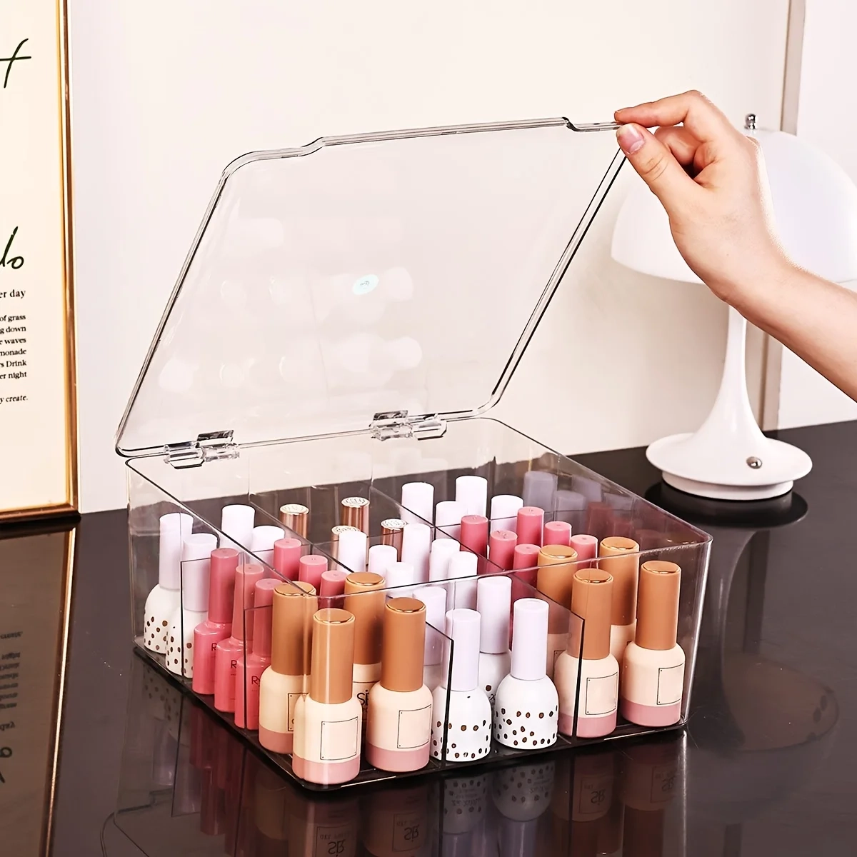 9-Grid Nail Polish and Small Parts Organizer Box - Image 3