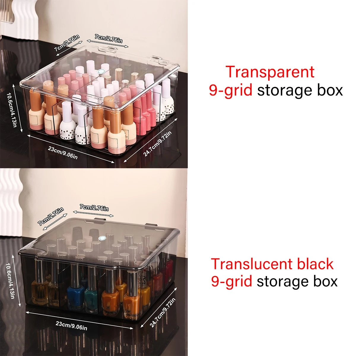 9-Grid Nail Polish and Small Parts Organizer Box - Image 5