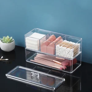 Clear 3-Compartment Cotton Pad and Swab Organizer