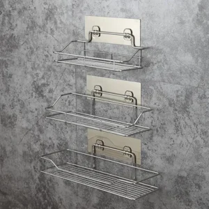Punch-Free Wall Mounted Bathroom Corner Storage Shelf