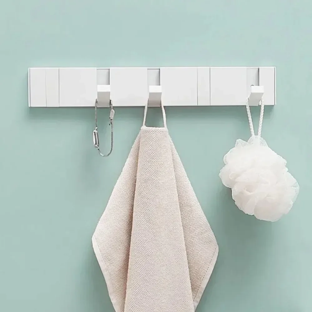 Foldable Wall Mounted Hook Rack with Hidden Storage Shelf - Image 3