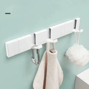 Foldable Wall Mounted Hook Rack with Hidden Storage Shelf