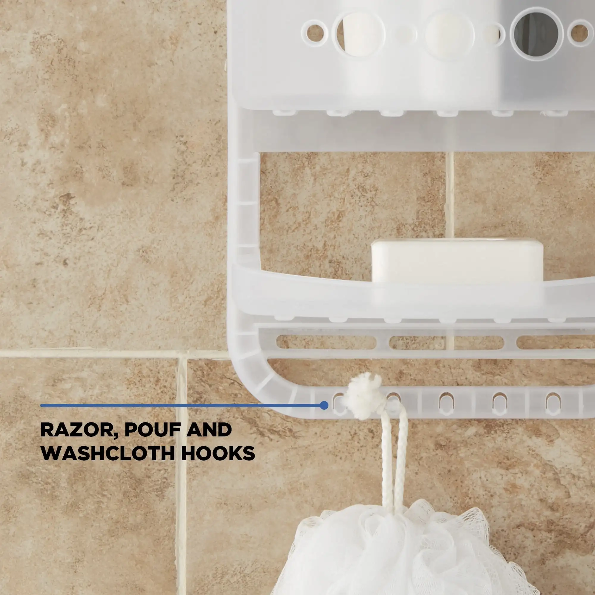 Large Hanging Shower Caddy with Deep Basket - Image 3