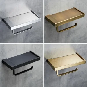 Brass Toilet Paper Holder with Storage Shelf