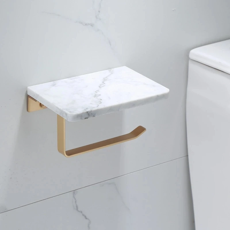 Marble Toilet Paper Holder with Shelf - Image 5