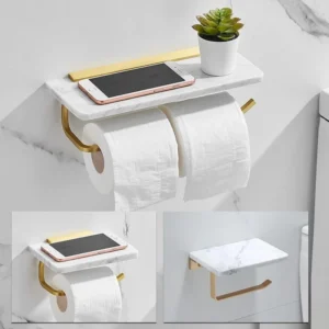 Marble Toilet Paper Holder with Shelf