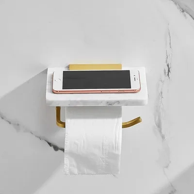 Marble Toilet Paper Holder with Shelf - Image 7