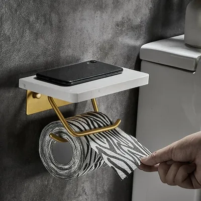 Marble Toilet Paper Holder with Shelf - Image 8