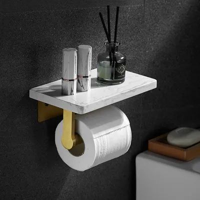 Marble Toilet Paper Holder with Shelf - Image 9