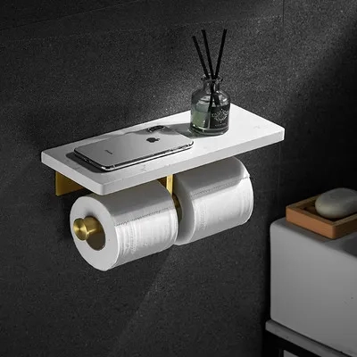 Marble Toilet Paper Holder with Shelf - Image 10