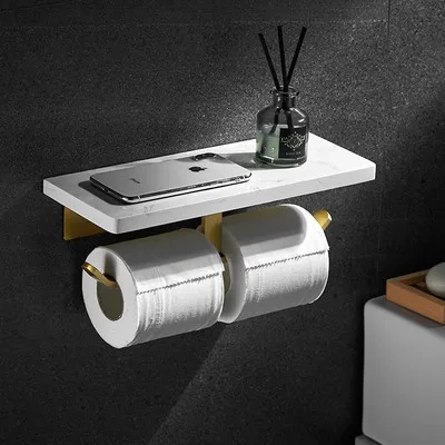 Marble Toilet Paper Holder with Shelf - Image 11