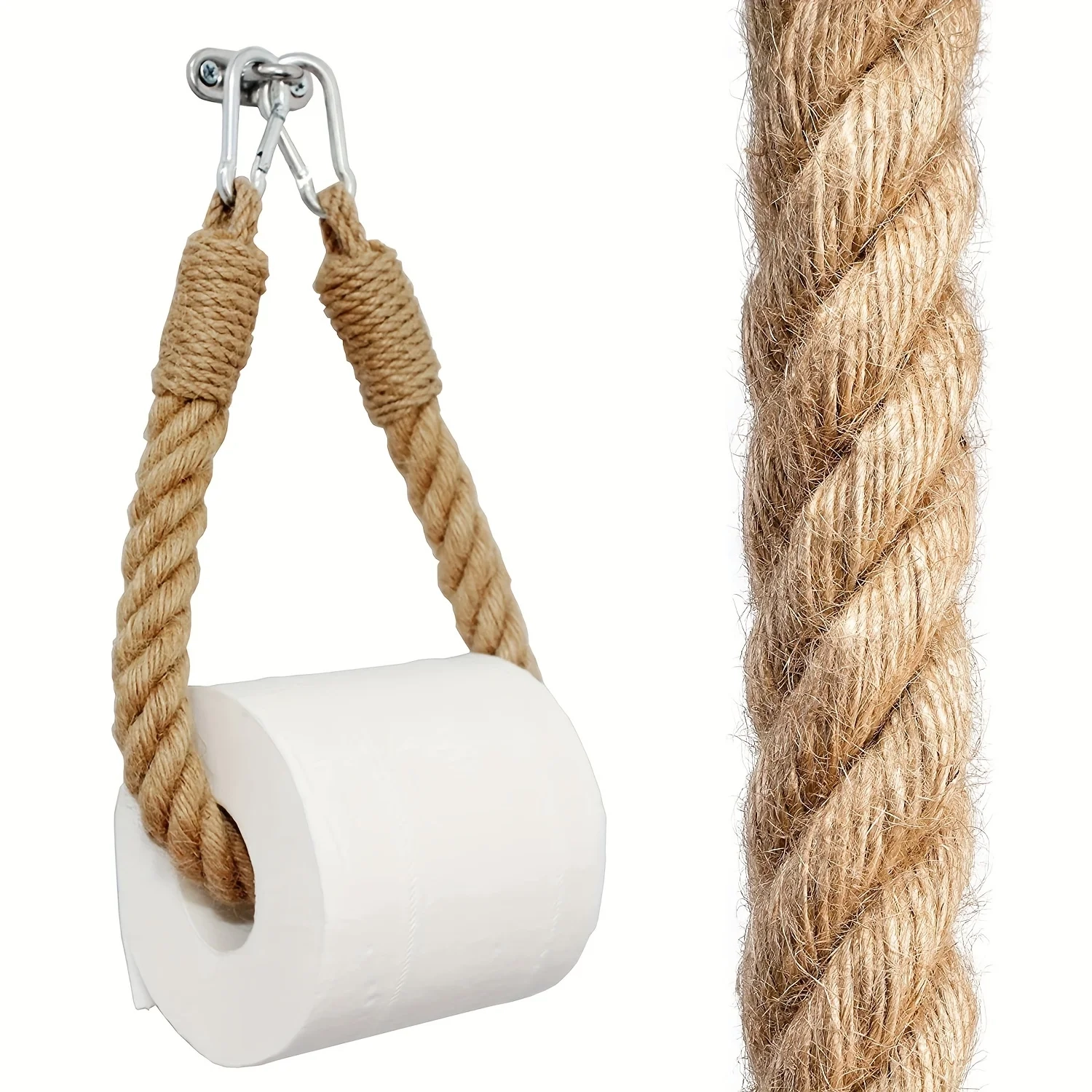 Rustic Hemp Rope Toilet Paper Holder - Image 2