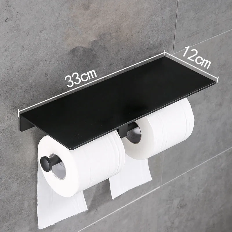 Double Toilet Paper Holder with Phone Shelf - Image 3