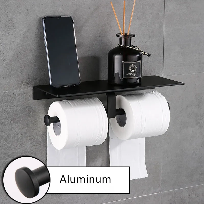 Double Toilet Paper Holder with Phone Shelf - Image 4