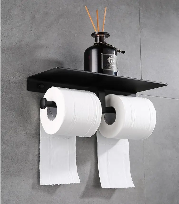 Double Toilet Paper Holder with Phone Shelf - Image 5
