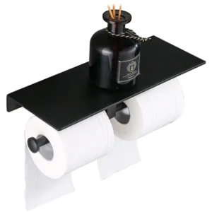 Double Toilet Paper Holder with Phone Shelf