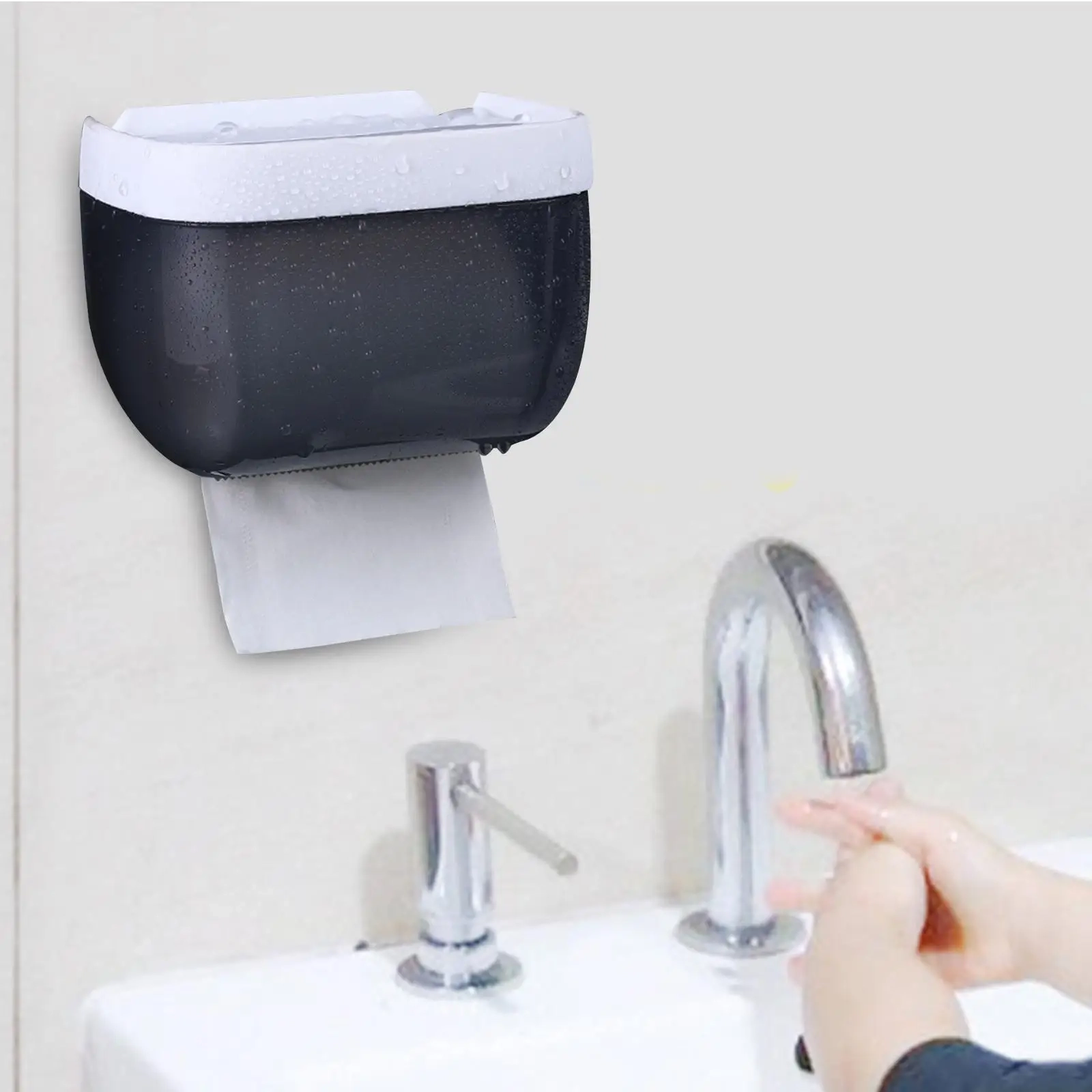 No-Drill Toilet Paper Holder Box with Shelf - Image 8